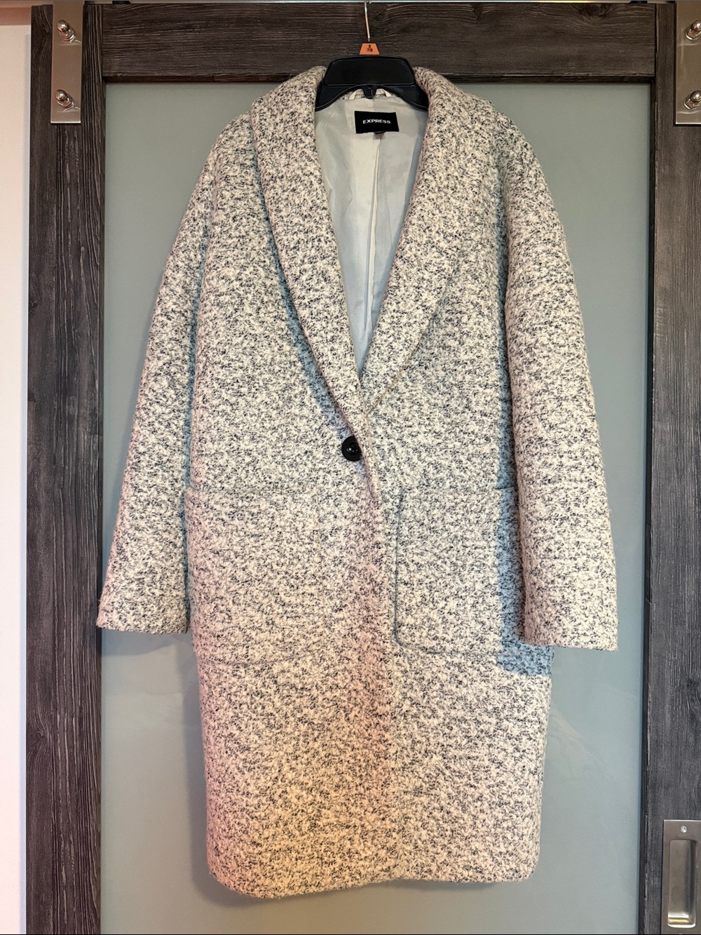 Express Bouclé Pea Coat in Ivory Speckle